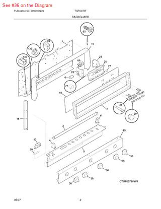 Frigidaire 318016209 Range Control Knob