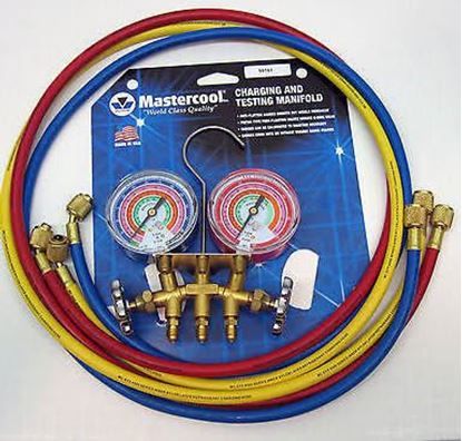 Mastercool 59161 2-Way Brass Manifold Gauge Set R410A