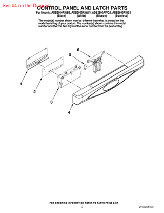 Whirlpool 6-919805 Dishwasher Control Panel