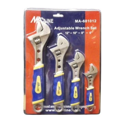 Monti And Associates Inc MA-681012 Adjustable Wrench 6" 8" 10" 12" Set-4 Piece