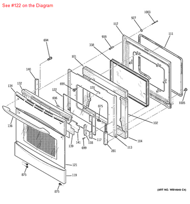 General Electric WB57T10233 Range Glass Ovn Dr Inr (Dw1)