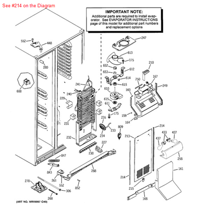 General Electric WR14X10193 Refrigerator Gasket Evap Cover